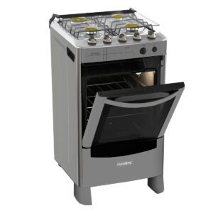 ESMALTEC Cocina a gas de 4 fuegos Acero Inoxidable top control