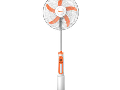 GWELL 16" Ventilador de Pedestal Recargable + Panel Solar + 2 Bombillas LED (12V)