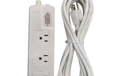 GWELL Regleta Eléctrica de 5 metros con interruptor y 3 tomas de corriente