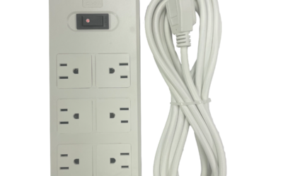 GWELL Regleta Eléctrica de 5 metros con interruptor de protección contra sobrecargas y 6 tomas de corriente
